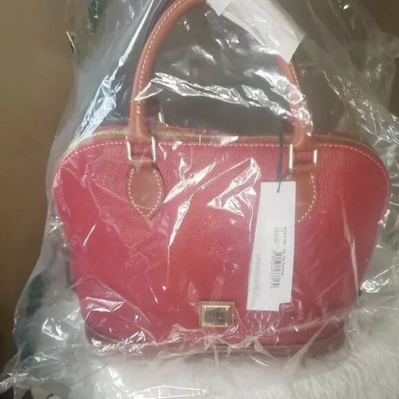 Dooney & Bourke Pebble Grain Zip Zip Satchel Wine Red Leather Bag NWT - Picture 6 of 6